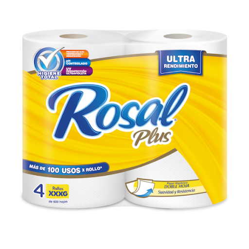Papel  Rosal Plus 4 Rollos 600 Hojas